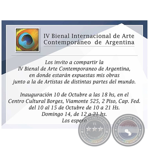 IV BIENAL INTERNACIONAL DE ARTE CONTEMPORÁNEO DE ARGENTINA -  10 al 15 de octubre de 2018